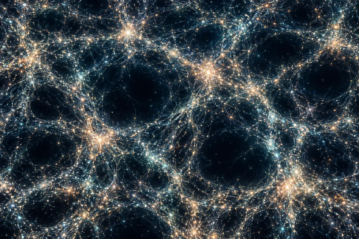 Representação artística para a ideia de expansão acelerada; não contém dados observacionais.