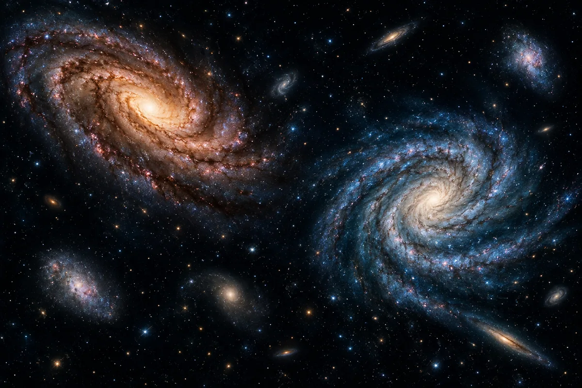 Render conceitual para a exploração: Expanda o espaço entre galáxias.